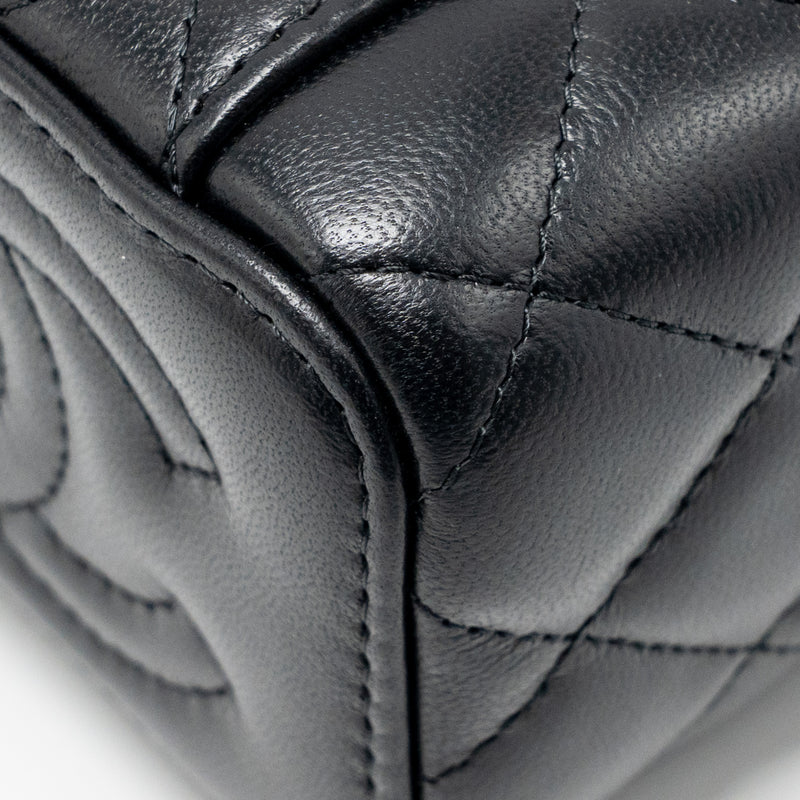Chanel Pearl Crush Mini Vanity with Chain Lambskin Black GHW (Microchip)