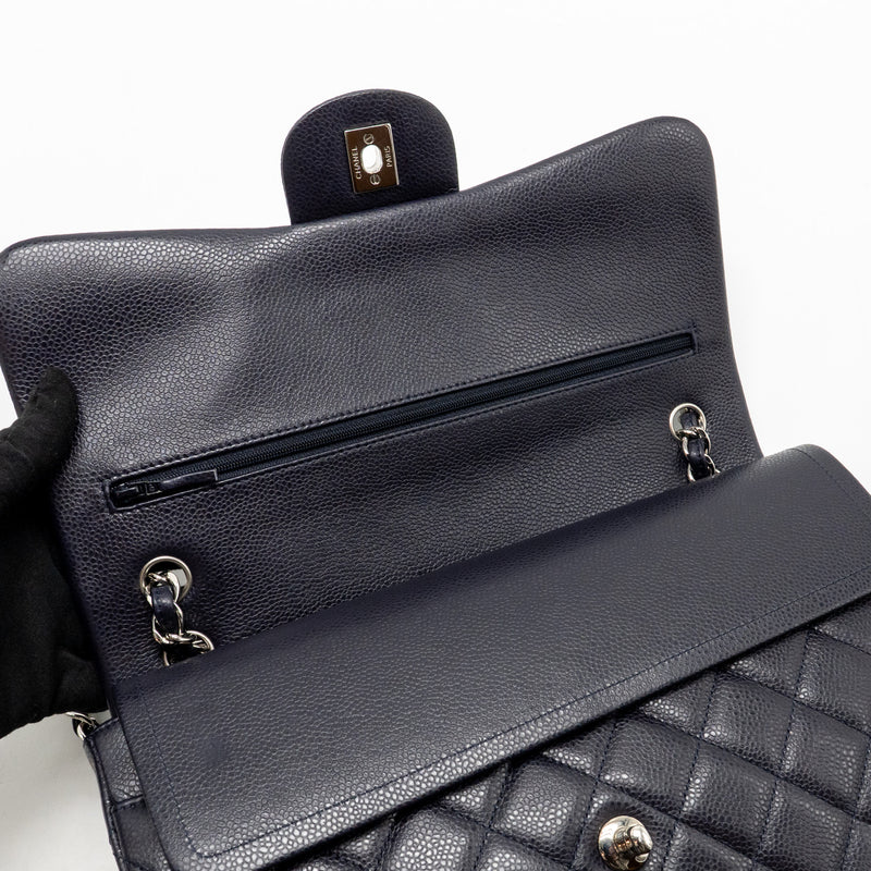 Chanel Jumbo Classic Double Flap Bag Caviar Dark Blue SHW
