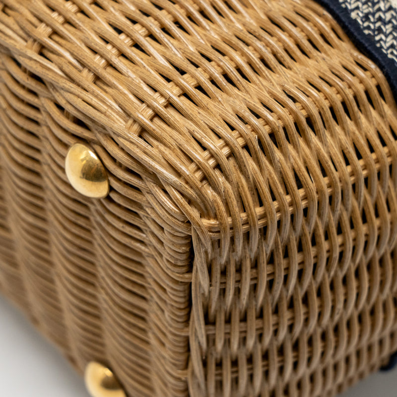 Dior Wicker Basket Shoulder Bag Blue Dior Oblique Jacquard GHW