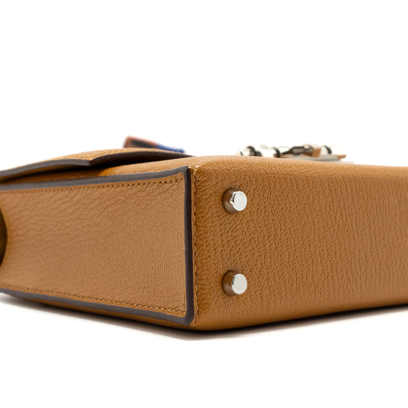 Hermes Mini Strap Verrou Bag Chevre Mysore Caramel/Multicolour SHW Stamp Z