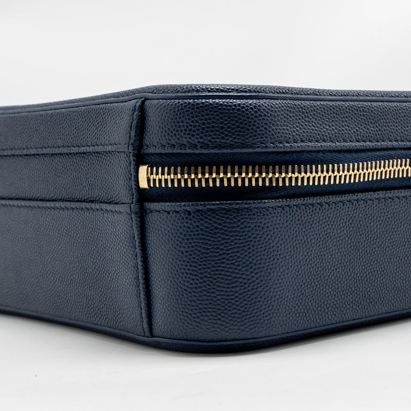 Chanel CC Top Handle Vanity Case Caviar Navy Blue GHW