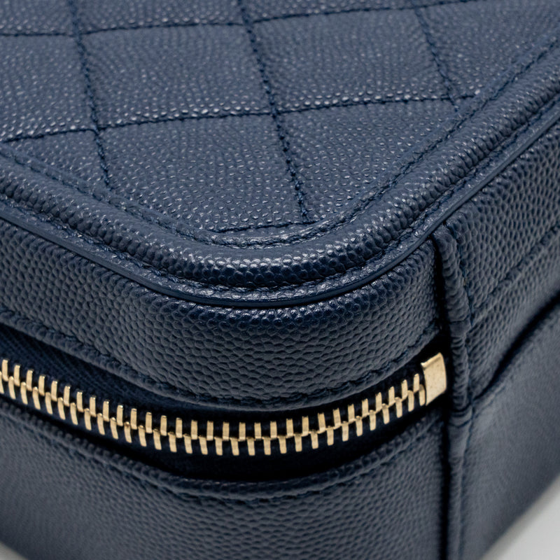 Chanel CC Top Handle Vanity Case Caviar Navy Blue GHW