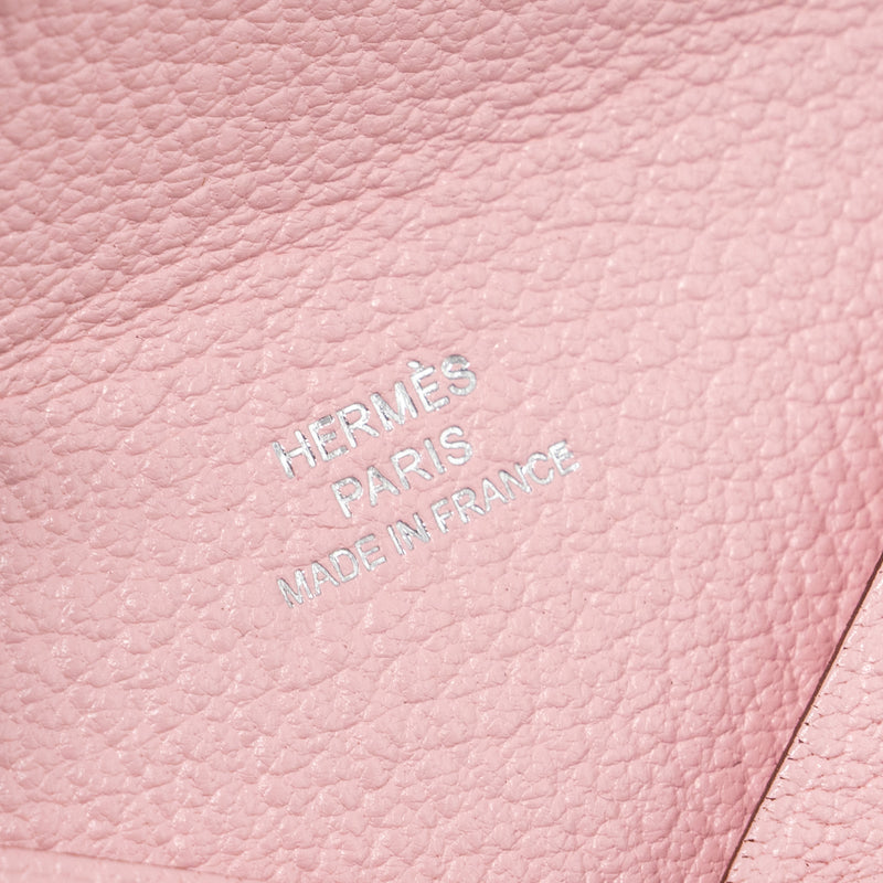 Hermes Calvi card holder chevre rose sakura SHW stamp D