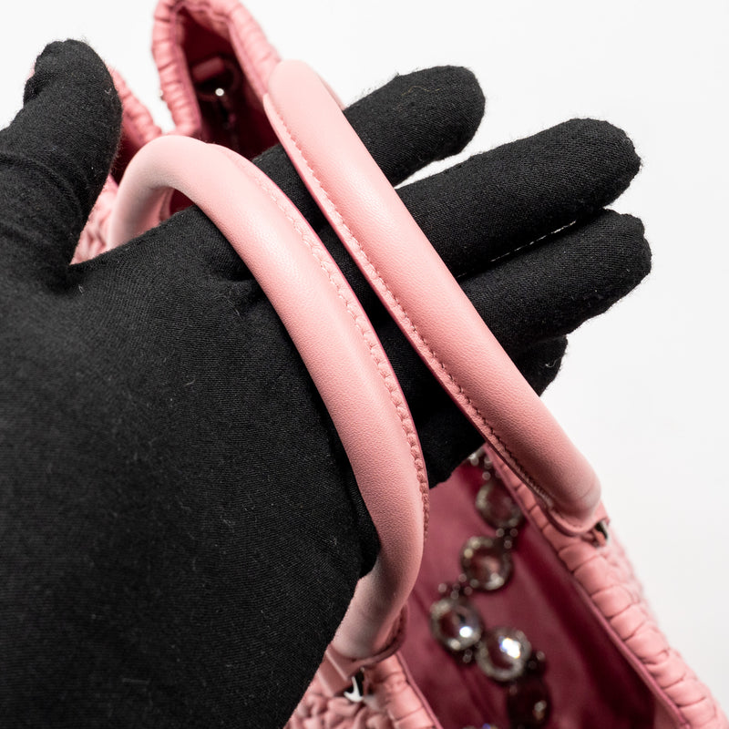 Miu Miu Crystal Tote Bag Nappa Pink SHW