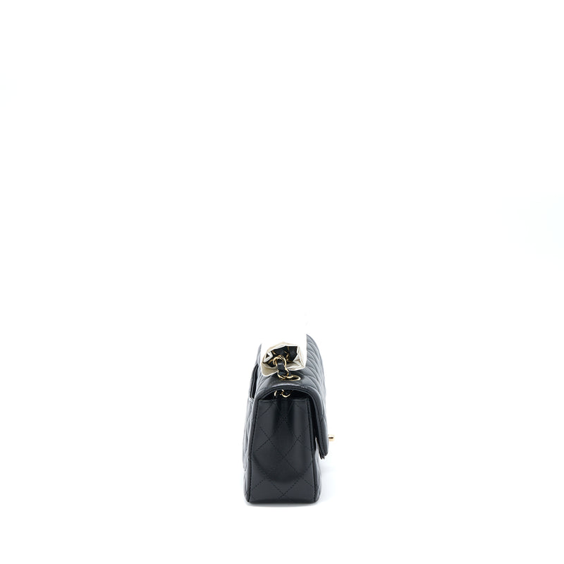 Chanel Mini Rectangular Flap Bag Lambskin Black LGHW (Microchip)