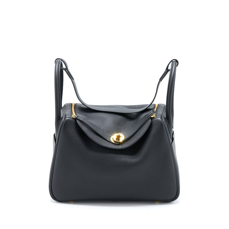 Hermes Lindy 30 Clemence Black GHW Stamp U