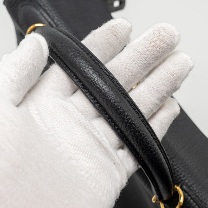 Hermes Kelly 32 Togo Black GHW Stamp Square R