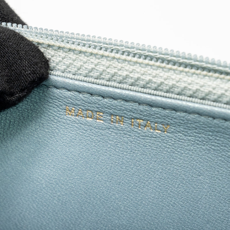 Chanel Boy Wallet on Chain Patent Calfskin Iridescent Light Blue LGHW