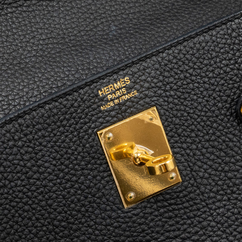 Hermes Kelly 32 Togo Black GHW Stamp Square R