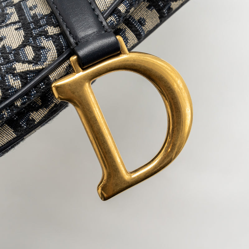 Dior Medium Saddle Bag Blue Dior Oblique Jacquard Canvas/Calfskin GHW