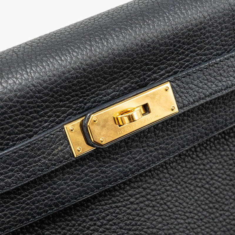 Hermes Kelly 32 Togo Black GHW Stamp Square R