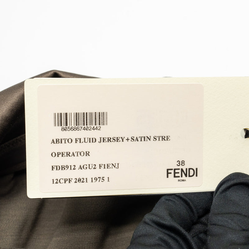 FENDI Size 38 OPERATOR Off-shoulder Wool / Polyamide Dress Brown