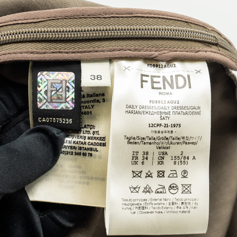 FENDI Size 38 OPERATOR Off-shoulder Wool / Polyamide Dress Brown