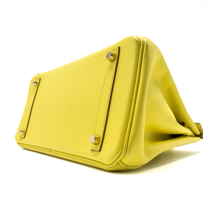 Hermes Birkin30 Epsom Lime GHW Stamp Square Q