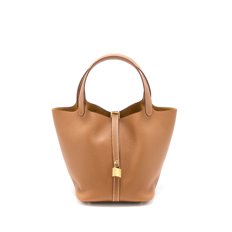 Hermes Picotin 22 Lock Bag Clemence Gold GHW Stamp B