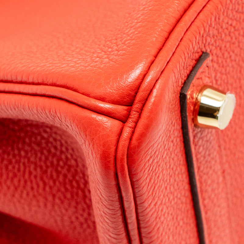 Hermes Birkin 25 togo rouge de Coeur GHW stamp C