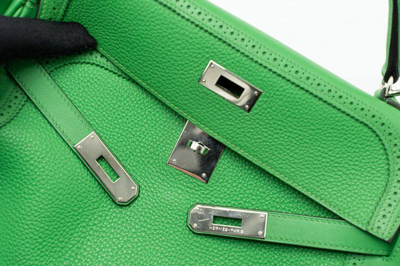 Hermes Kelly 32 Ghillies Togo/Swift Bamboo SHW Stamp Square R
