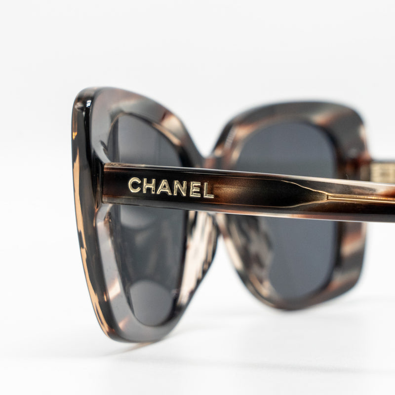 Chanel Rectangle Sunglasses Acetate Black Polar Grey Gradient LGHW A71533