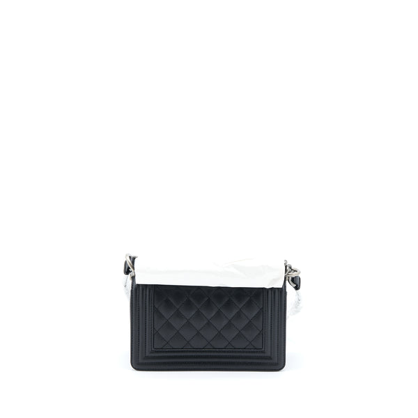 Chanel Small Boy Bag Caviar Black Ruthenium SHW (Microchip)