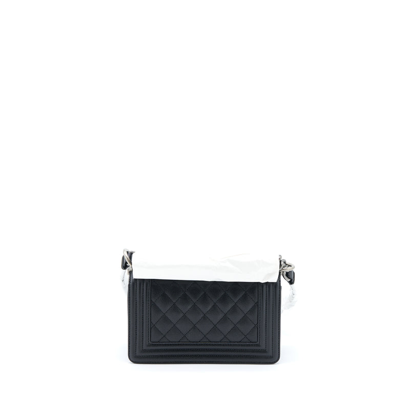 Chanel Small Boy Bag Caviar Black Ruthenium SHW (Microchip)