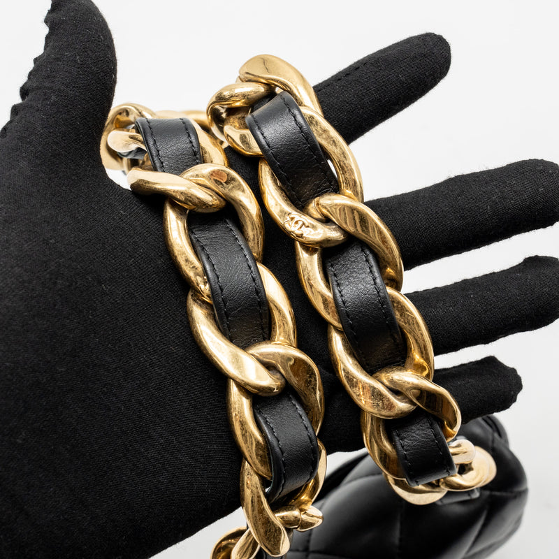 Chanel 22s Giant Chain Mini Flap Bag Lambskin Black Brushed GHW (microchip)