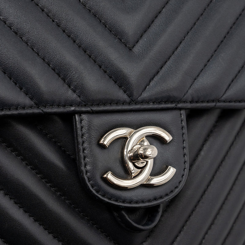 Chanel Small Urban Spirit Backpack Chevron Calfskin Black SHW
