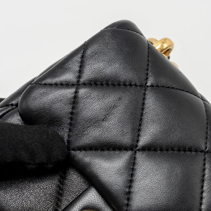 Chanel 22s Giant Chain Mini Flap Bag Lambskin Black Brushed GHW (microchip)