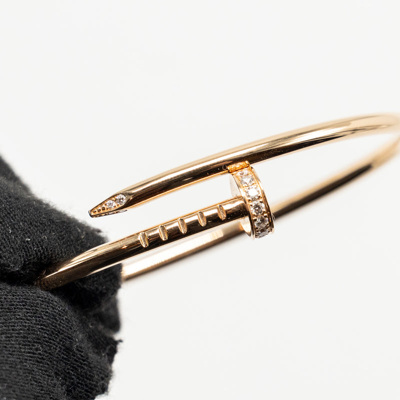 Cartier Size 15 Juste Un Clou Bracelet, Small Model Rose Gold Diamonds