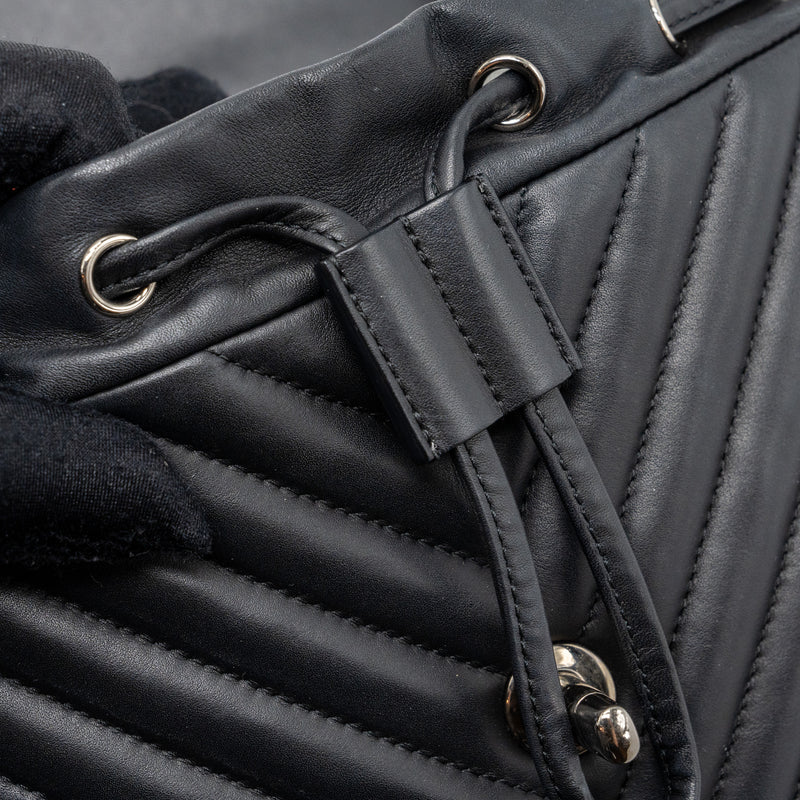 Chanel Small Urban Spirit Backpack Chevron Calfskin Black SHW