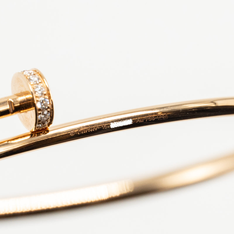 Cartier Size 15 Juste Un Clou Bracelet, Small Model Rose Gold Diamonds
