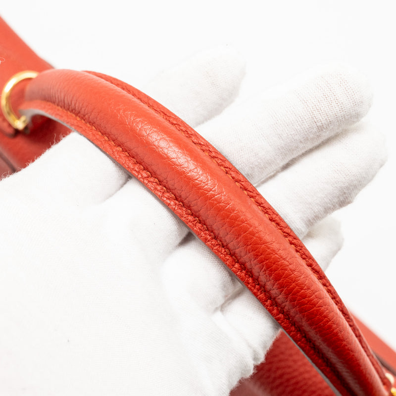 Hermes Kelly 32 Togo 5E Vermillion GHW Stamp Square Q