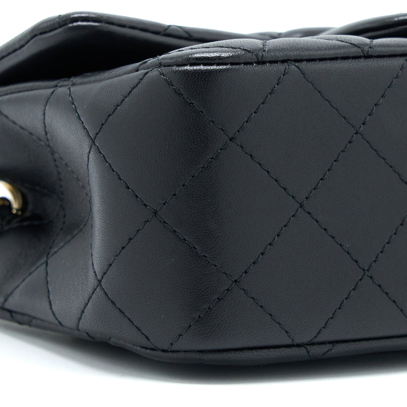Chanel Black Mini Rectangular Lambskin Quilted Flap LGHW
