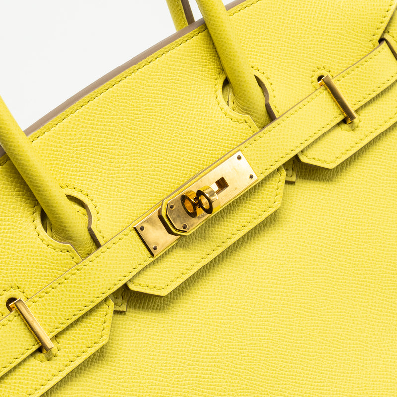Hermes Birkin30 Epsom Lime GHW Stamp Square Q