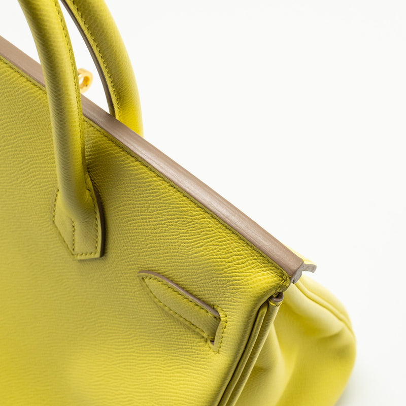 Hermes Birkin30 Epsom Lime GHW Stamp Square Q