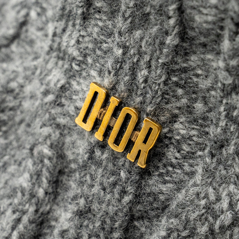 Dior Letter Logo Wire-Brimmed Beanie Wool Grey