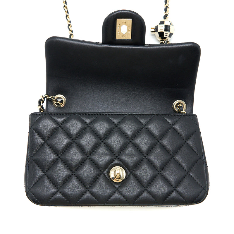 Chanel Pearl Crush Square Flap Bag Quilted Lambskin Mini Black 1638562