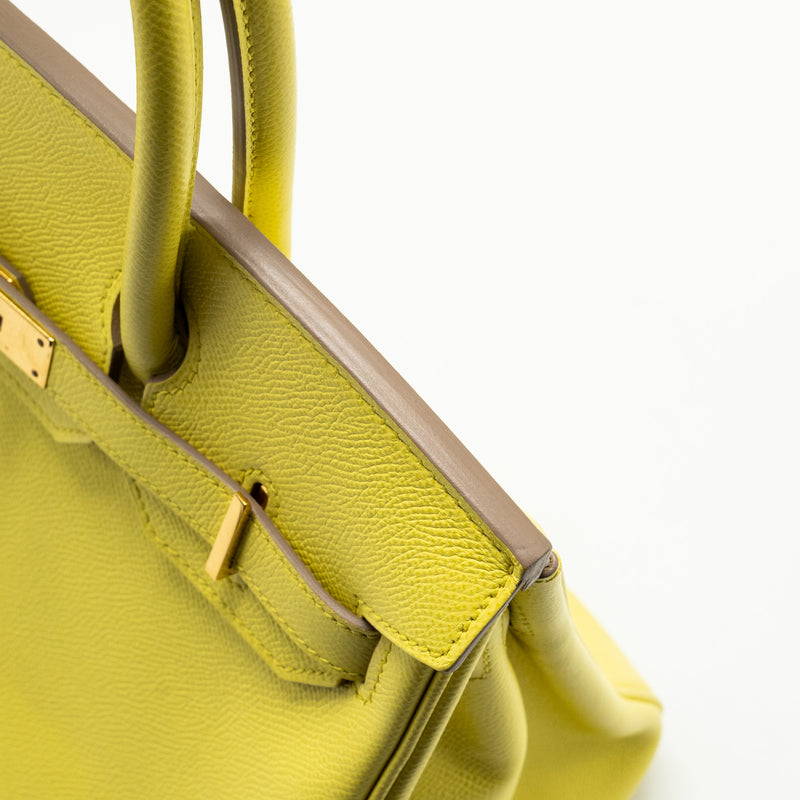 Hermes Birkin30 Epsom Lime GHW Stamp Square Q