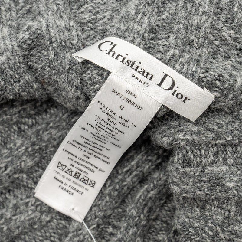 Dior Letter Logo Wire-Brimmed Beanie Wool Grey