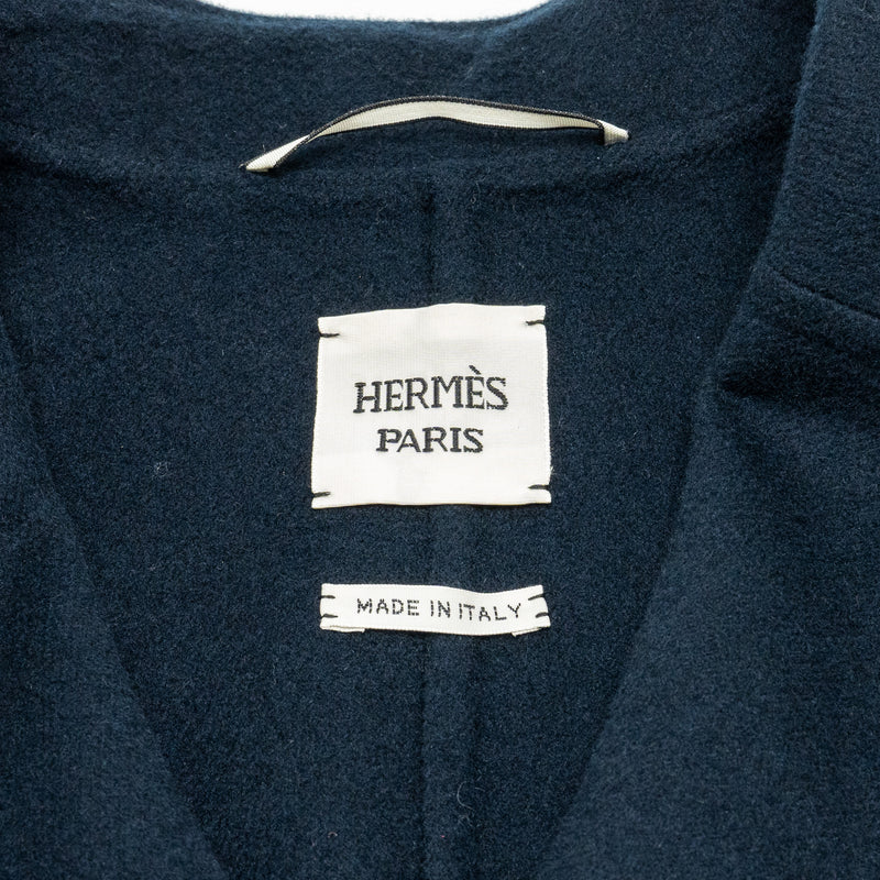 Hermes Size 34 Mid-Length Coat Cashmere Navy