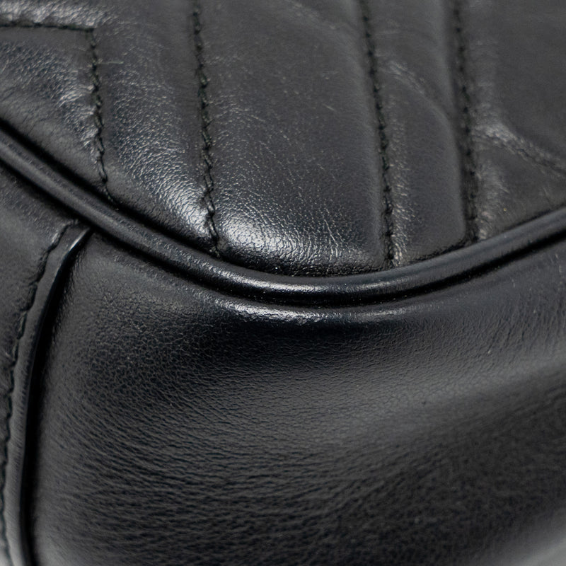 Gucci Small GG Marmont Shoulder Bag Calfskin Black GHW