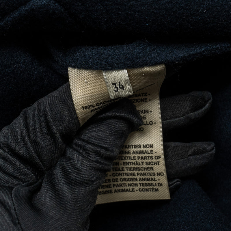 Hermes Size 34 Mid-Length Coat Cashmere Navy