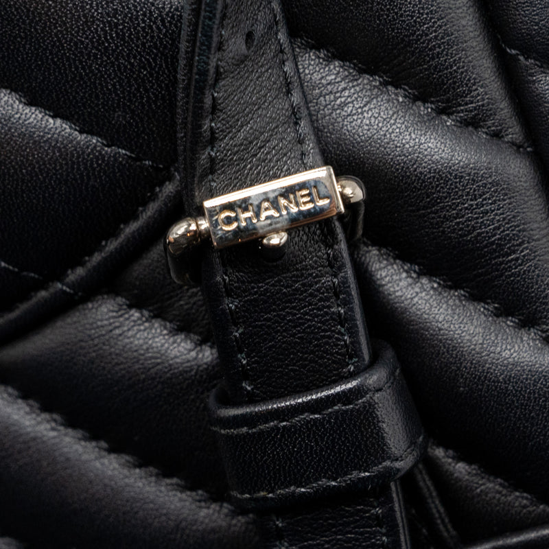 Chanel Small Urban Spirit Backpack Chevron Calfskin Black SHW