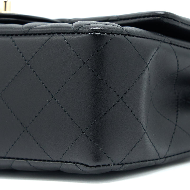 Chanel Mini Rectangular Flap Bag Lambskin Black LGHW (Microchip)