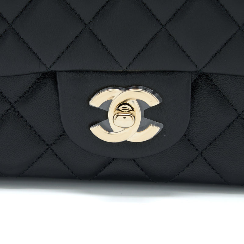 Chanel Mini Rectangular Flap Bag Lambskin Black LGHW (Microchip)