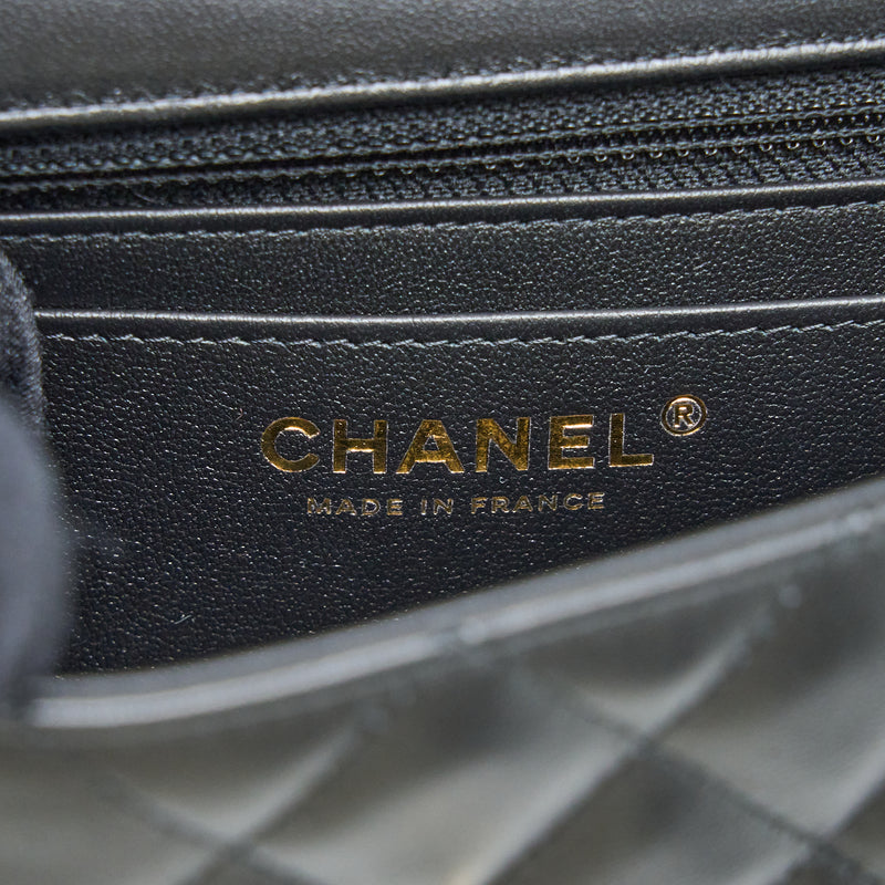 Chanel Mini Rectangular Flap Bag Lambskin Black LGHW (Microchip)