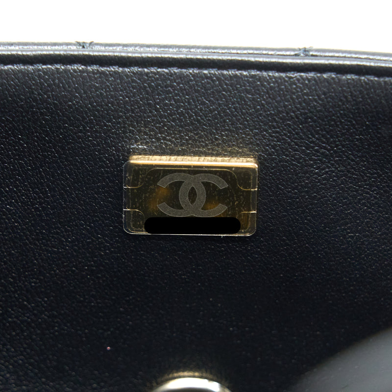Chanel Mini Rectangular Flap Bag Lambskin Black LGHW (Microchip)