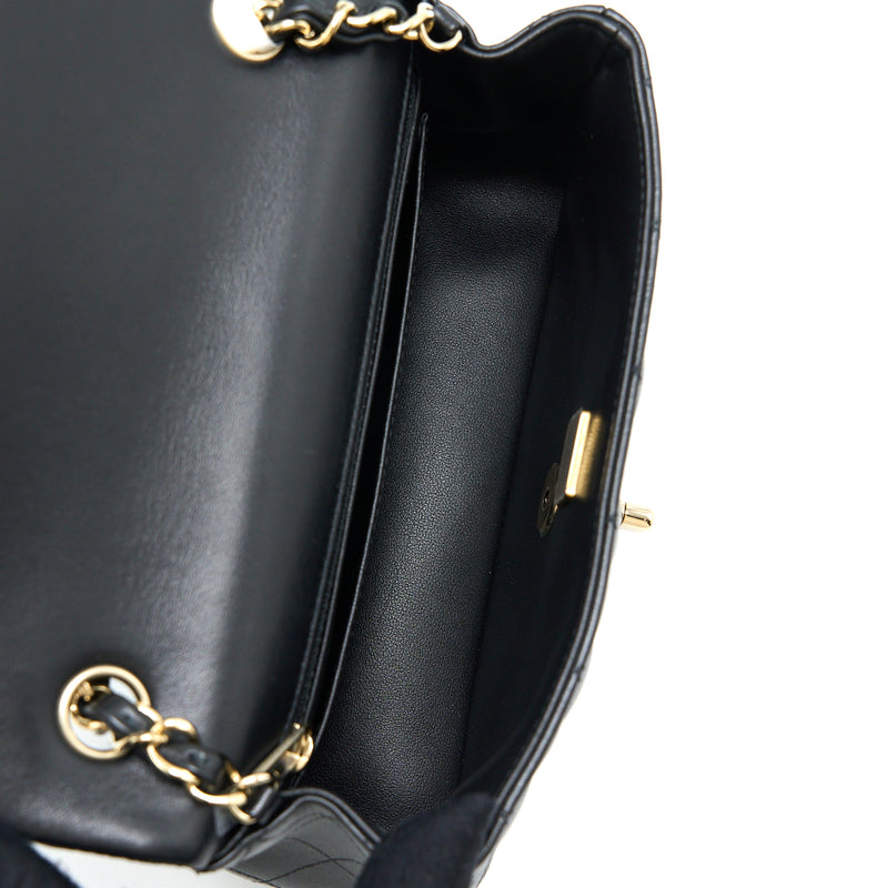 Chanel Mini Rectangular Flap Bag Lambskin Black LGHW (Microchip)