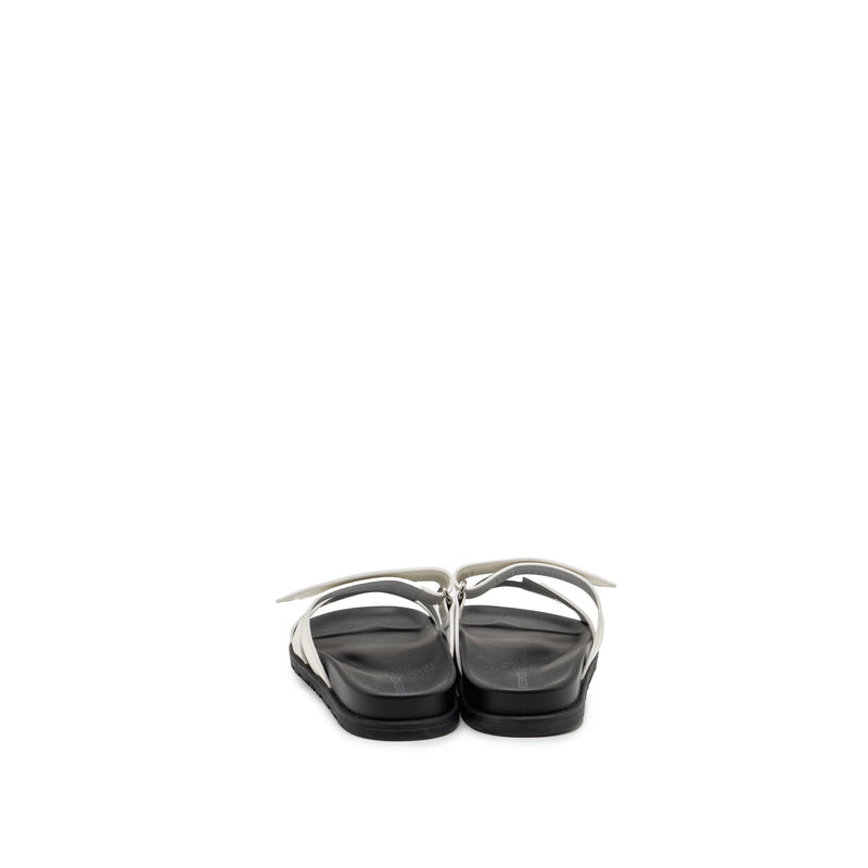 Hermes Size 37 Chypre Sandals Calfskin White SHW