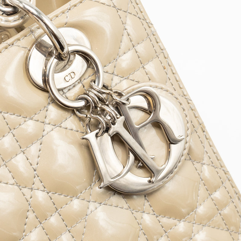 Dior Medium Lady Dior Patent Beige SHW