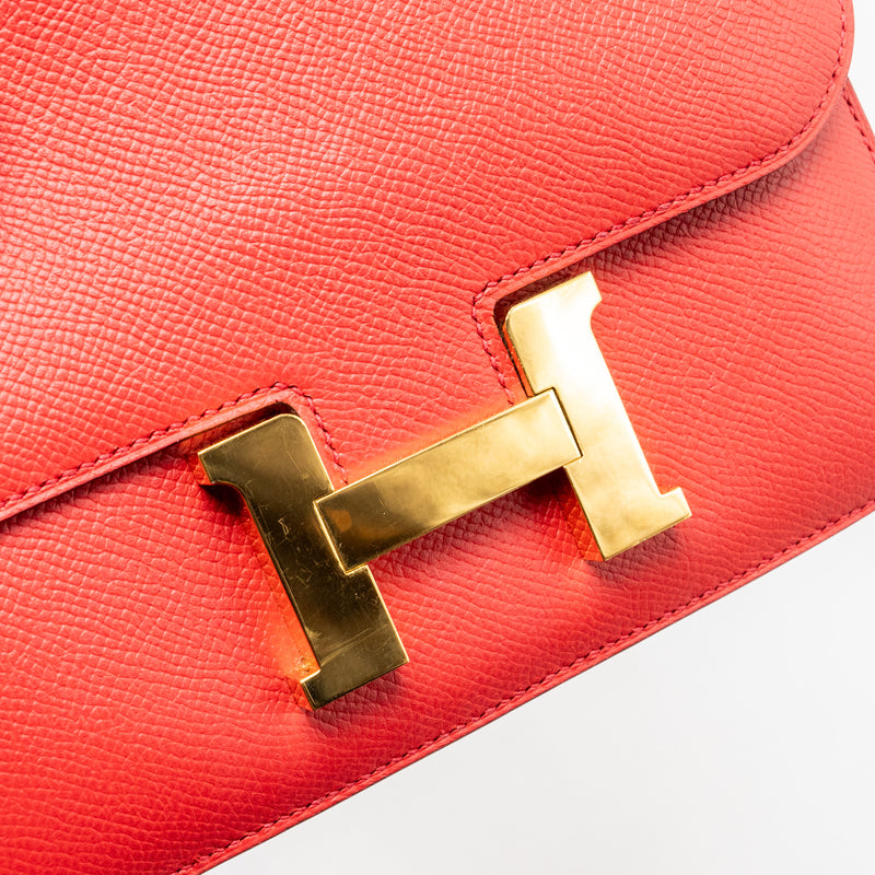 Hermes Mini Constance Epsom Q5 Rouge Casaque GHW Stamp C